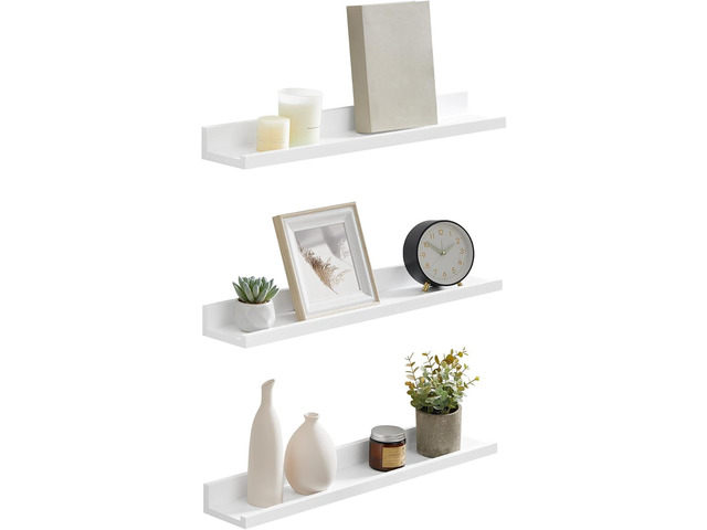 SONGMICS CUSTOS Collection - Floating Shelves, Set of 3 Wall Shelves, 31.5-Inch Wide, for Photo Frames and Trinkets, for Living Room, Home Office,...