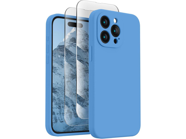 FireNova Designed for iPhone 15 Pro Case, 6.1', Blue Silicone Upgraded [Camera Protection] Phone Case, with Soft Anti-Scratch Microfiber Lining...