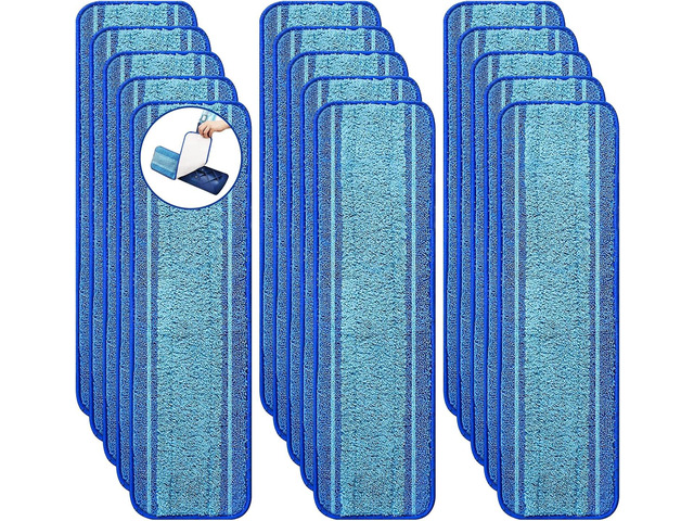 15-Pack Microfiber Mop Pads for Bona Mop- Washable Reusable Refills for Hardwood, Tile & Multi-Surface Floors Pet Hair & Stain Remover