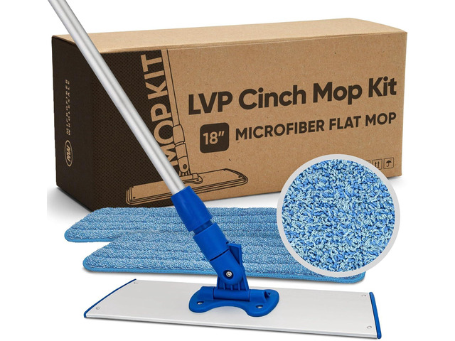 Cinch Mop - Microfiber Mop for Hardwood Floors - Flat Mops System for Wood, Tile, Laminate, Vinyl, 2 Wet Pads Refills, Reusable Micro Fiber Mopping...
