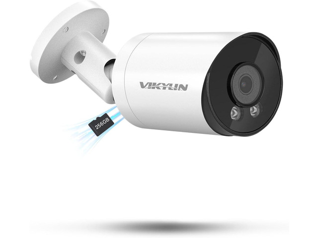 VIKYLIN 4K 8MP Starlight PoE IP Camera Outdoor, 8MP Bullet PoE Camera with AI Human Vehicle Detection, 2.8mm Lens, Built-in Mic, MicroSD 256GB,...