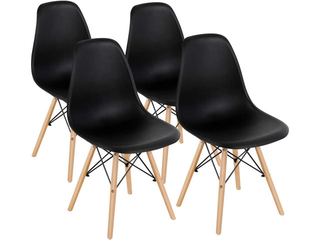 GOFLAME DSW Dining Chairs, Shell Plastic Chairs with Wood Legs, Modern Style Armless Chairs for Living Room Kitchen Bedroom, Eiffel DSW Style Side...