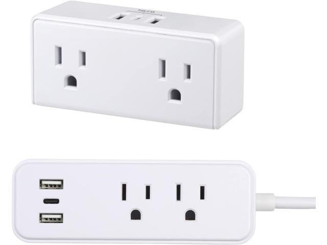 2Pack (Wall-Tap & Power Strip) with 6ft Power Cord, Compact Charging Hub with 2-Port USB-A & 1-Port USB-C Chargers, 3-Prong, for Home, Office,...
