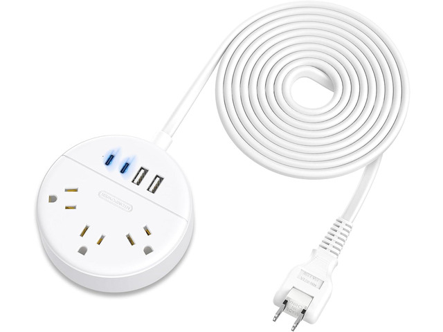 2 Prong Power Strip, NTONPOWER 10 FT Extension Cord, 2 Prong to 3 Prong Outlet Adapter, 180Â°Non-Polarized, 3 Outlets 4 USB (2 USB C), Wall Mount...