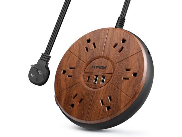 Power Strip with USB - 6 Outlets, 1 USB-C (20W PD), 2 USB-A - Wood Finish Power Strip Surge Protector, 6.5 ft Flat Extension Cord for Home Office,...