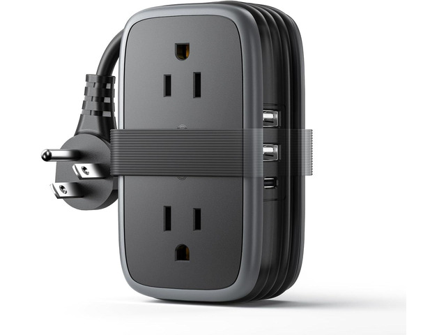 Travel Power Strip with USB Ports, NTONPOWER 4ft Flat Plug Wrapped Around Short Extension Cord with 4 Outlets 3 USB Ports, Compact for Cruise...
