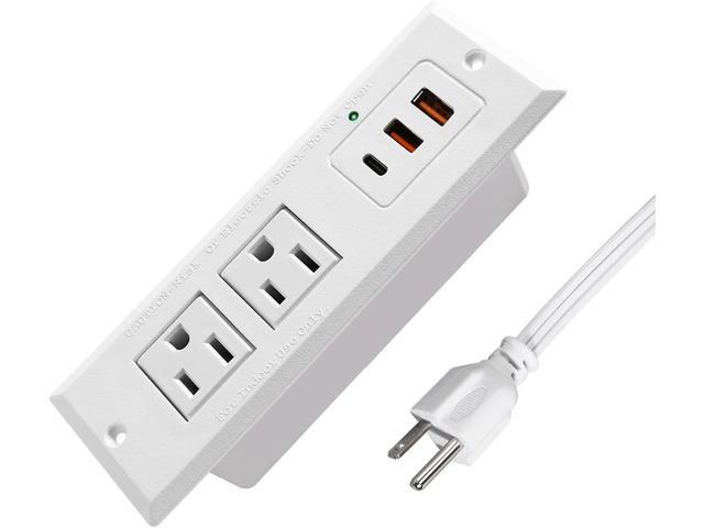 Recessed Power Strip with 20W USB-C Desktop Charge Station with 3 Fast Charging USB Ports Flush Mount Furniture Outlet for Conference Table...