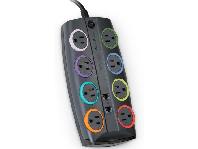 Kensington SmartSockets 8-Outlet, 8-Foot Cord, & 3090 Joules Premium Surge Protector (K62691NA) Gray