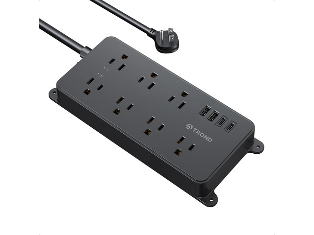 TROND Power Strip Surge Protector, 2 USB-A and 2 USB-C, ETL Listed, 1700J 7 Widely-Spaced Outlets, Flat Plug 5ft Extension Cord, Wall Mountable,...