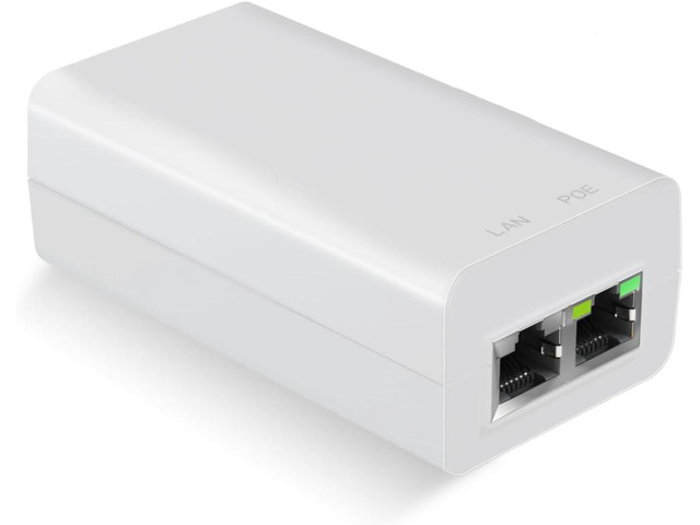 Gigabit PoE Injector 48V 15W, IEEE802.3af Compliant PoE Injector Adapter Single Port PoE Power Injector for IP Camera, Wireless Access Point, IP...