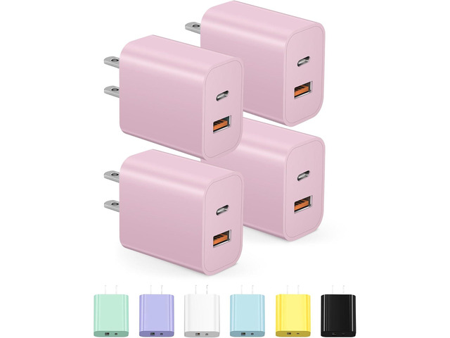 [4 Pack] USB C Charger Block Charging Block Type C Charger 20W Wall Chargers for iPhone Air/17/17 Plus/17 Pro/17 Pro Max/16/16 Plus/16 Pro/16 Pro...