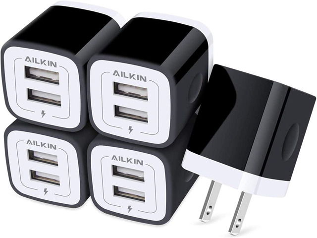 USB Wall Plug, Multi USBA AC Power Charger Adapter USB-A Block Cube iPhone iPad, Samsung, Google Pixel, LG, Camera Phones & Tablets Charge...