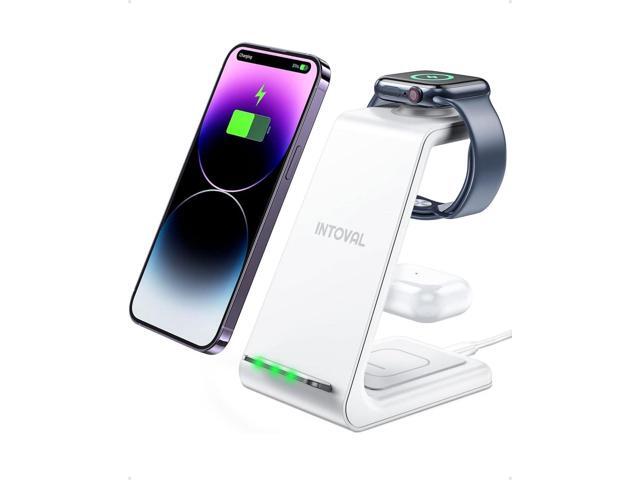 Intoval 3 in 1 Wireless Charging Station for iPhone and Apple Watch,Fast Wireless Charger Stand,Compact Desk Charging Dock for iPhone17 16 15 14...