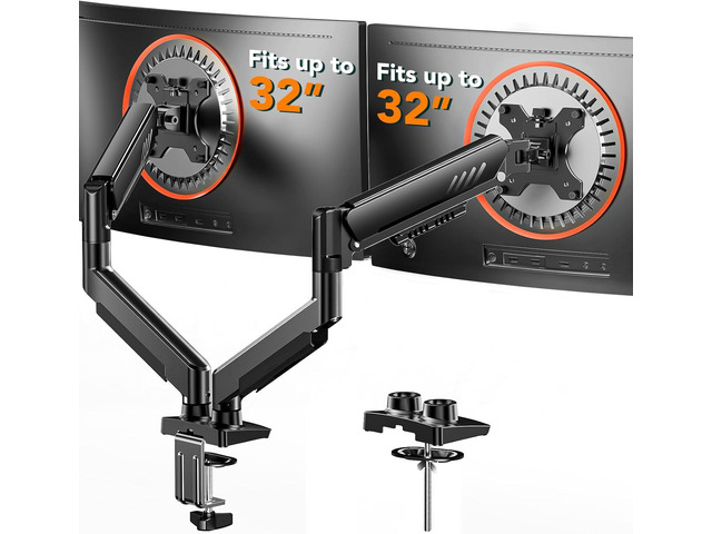ErGear Dual Monitor Arm, Full Adjustable Monitor Mount for 1332 Screens, Fast Install Computer Monitor Stand with Tool-Free VESA Mount, Max Load...