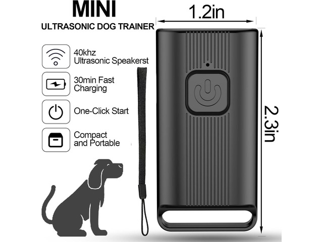 Mini Ultrasonic Dog Bark Deterrent Device - Stop Dog Barking Device for Own or Neighbor's Dog, Rechargeable Anti Barking Dog Trainer Portable Stop...