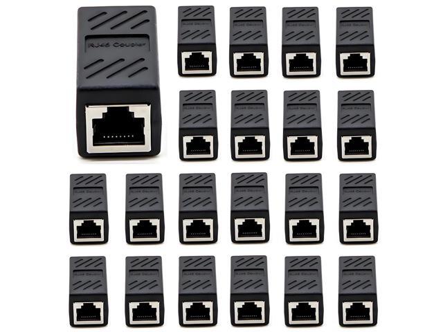 RJ45 Cat5 Couplers (20 Pack) in Line Coupler Cat5 Cat5e Cat6 Cat7 Ethernet Cable 8P8C Extender Adapter Female to Female, Black
