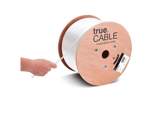 TRUE CABLE Cat5e Outdoor Bulk Ethernet Cable, Unshielded, 1000ft, White, UV Resistant, OSP Jacket, 24AWG Solid Bare Copper, 350MHz, PoE++ (4PPoE)