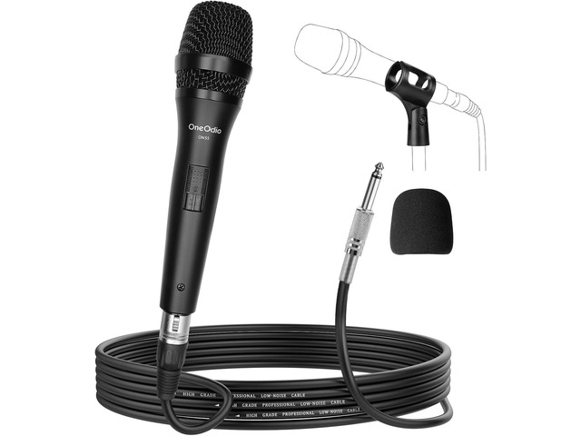OneOdio ON55 Wired Microphone for Singing - Mic Clips, Metal Female, ON/Off Switch, 16.4ft XLR Cable - Condenser Dynamic Mic for Karaoke Machine,...