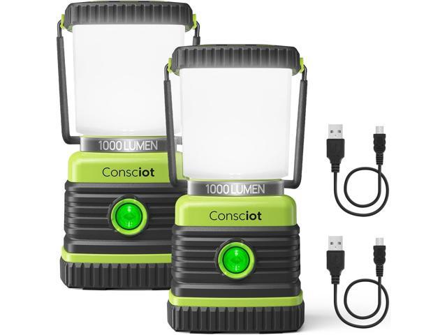 LED Camping Lantern Rechargeable, Consciot Dimmable Tent lights with 1000LM, 4 Light Mode, 4400mAh Portable Battery Pack, IPX4 Waterproof,.