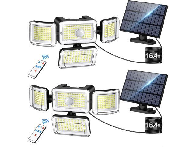 CLAONER Solar Outdoor Lights Motion Sensor 3500LM 288 LED Solar Security Lights with Remote Control IP67 Waterproof 4 Heads Solar Flood Lights with.