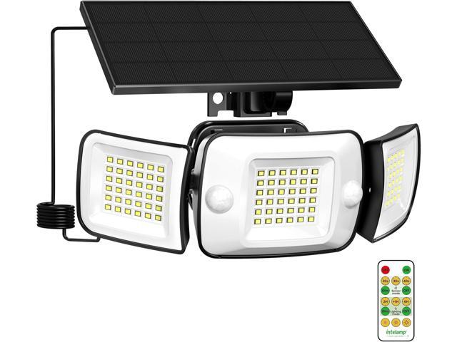 intelamp Solar Flood Lights Outdoor Waterproof, 6000mAh 1200LM Solar Powered Dual Motion Sensor LED Lighting Dusk to Dawn Security Floodlight.