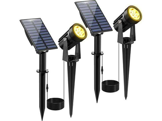 Solar Spot Lights Outdoor, 2 Pack Solar Landscape Spotlights IP65 Waterproof 9.8ft Cable, Auto On/Off Outdoor Wall Lights for Garden Yard Driveway...