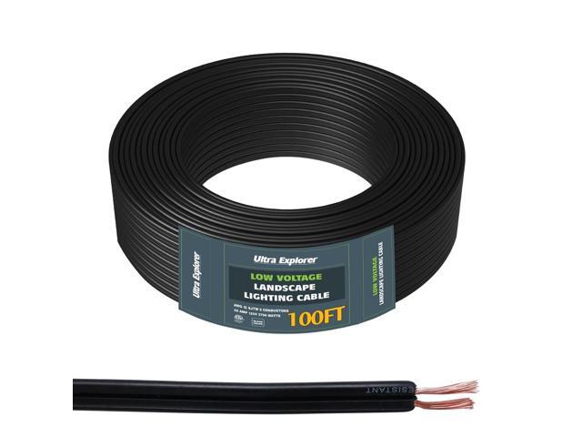 16/2 Low Voltage Landscape Lighting Wire, Outdoor Direct Burial Cable, 16 Gauge 2 Conductor, 100 Feet