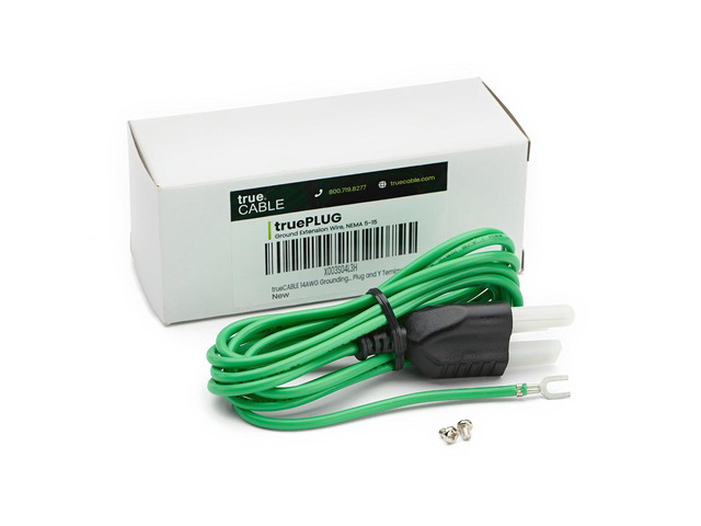 TRUE CABLE Shielded Ethernet Patch Panel Bond & Ground Extension Wire Adapter, NEMA 5-15P 3 Prong Plug, 14 AWG, 6 Foot