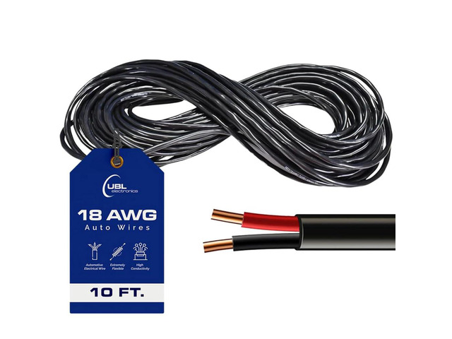 UBL 18 Gauge 2 Conductor Electrical Wire - Automotive Wire (10 Feet) 18 AWG 2 Conductor Wire Stranded Cable - Weather-Resistant Low Voltage LED...