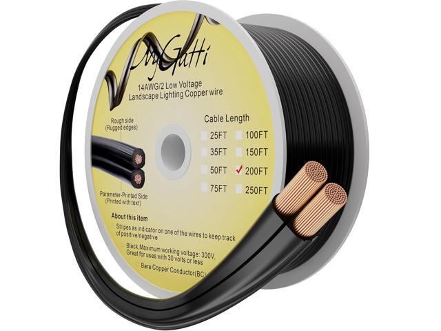 14/2 Low Voltage Landscape Wire 200 Feet, 14 Gauge Wire 2 Conductor Low Voltage Wire, Real 14 AWG Outdoor Direct Burial Electrical Wire, OFC, UV...