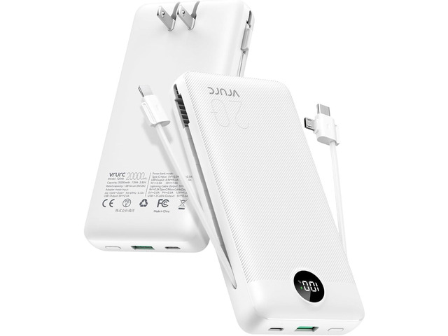 VRURC Power Bank 20000mAh, Fast Charging Portable Charger USB C,4 Output 2 Input Travel Essentials Charging Bank Equipped with LED Display,Built-in...