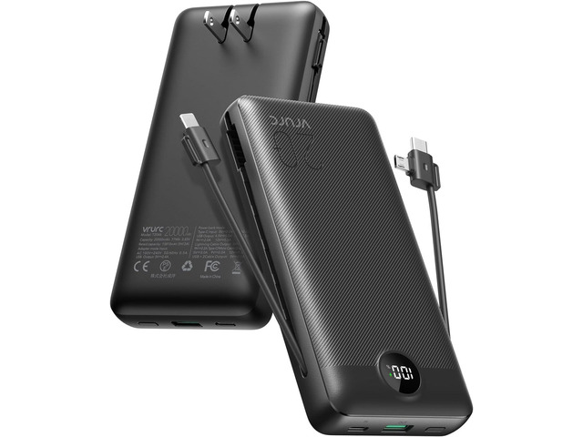 VRURC Portable Charger 20000mAh, Fast Charging Power Bank USB C,4 Output 2 Input Travel Essentials Charging Bank Equipped with LED Display,Built-in...