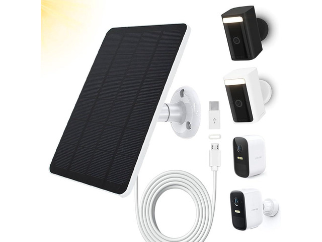 Solar Panel Compatible with WYZE Battery Cam Pro, EufyCam 2C/2C Pro, 4W 5V Solar Panel Charger with 10ft Micro USB Charging Cable for Outdoor...