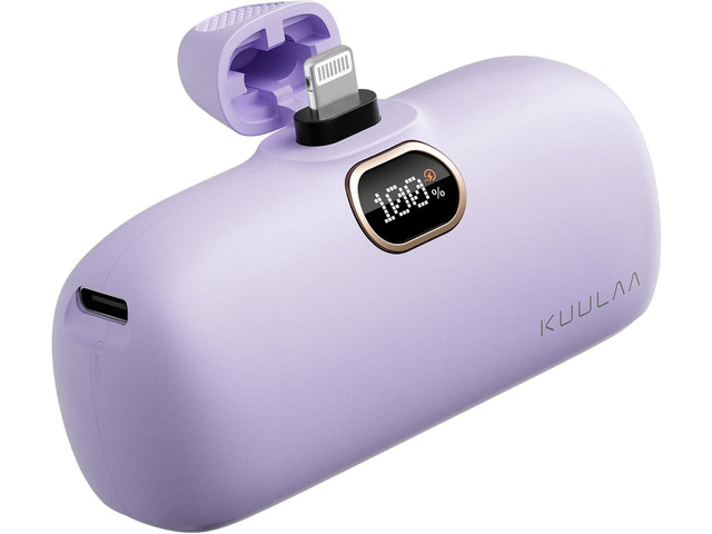 Kuulaa Portable Charger with Built-in Lightning Cable 5000mAh Small iPhone Fast Charging Mini Portable Phone Charger for iPhone 14/13/13 Pro/12/12...