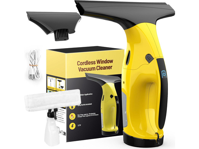 Kiato Window Vacuum Squeegee Cordless, Electric Window Vacuum Cleaner with 2 X Squeegee (11+ 6.7), Rechargeable Window Vac for Windows, Tiles,...