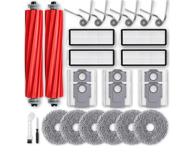 26Pcs Replacement Parts Accessories for Roborock QV 35A/ QV 35S/ Qrevo S Pro Robot Vacuum Kit, 2 Main Brush, 4 Hepa Filter, 6 Mop Pads, 6 Side...