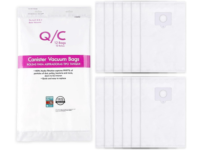 12 Pack 53292 Type QC Canister Vacuum Bags Compatible with Kenmore