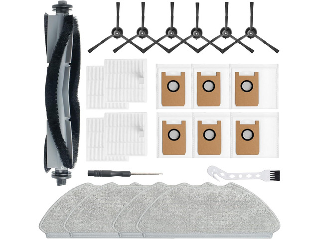 23 Pack Replacement Accessories Parts for AIRROBO T20+/T25+/T30+/T25+C Robot Vacuum kit, 1 Main Roller Brush 4 Mop Pads 4 Hepa Filters 6 Side...