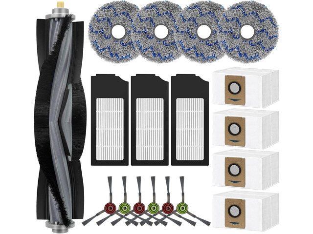 18 PCS Replacement Accessories Kit For Ecovacs Deebot X1 TURBO/OMNI Robot Vacuum Cleaner Parts, 1 Main Brush, 6 Side Brush, 3 Hepa Filter, 4 Mop...