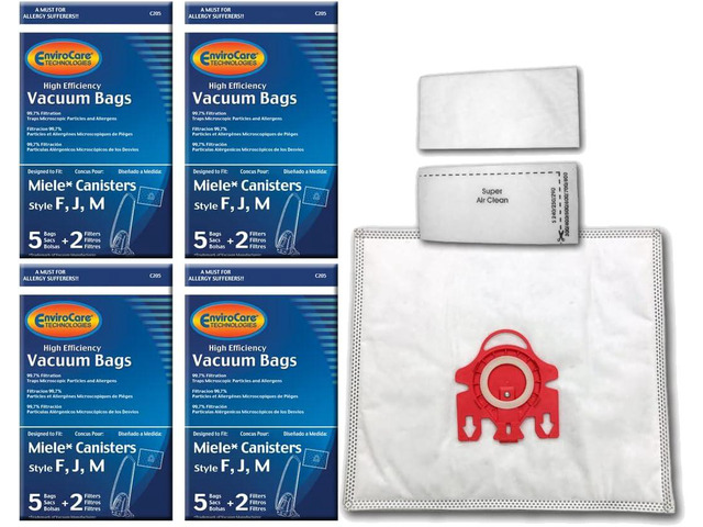 EnviroCare Replacement Vacuum Cleaner Bags made to fit Miele Canisters Style F J M 20 Bags with 8 Filters