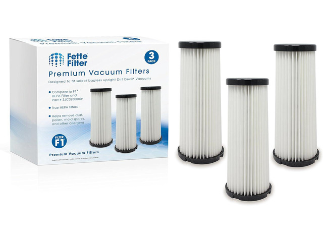 Fette Filter - Vacuum HEPA Filter Compatible with Dirt Devil F1 (F-1) Compare to Part # 3JC0280000, 3-JC0280-000 & 2JC0280000, 2-JC0280-000 (Pack...