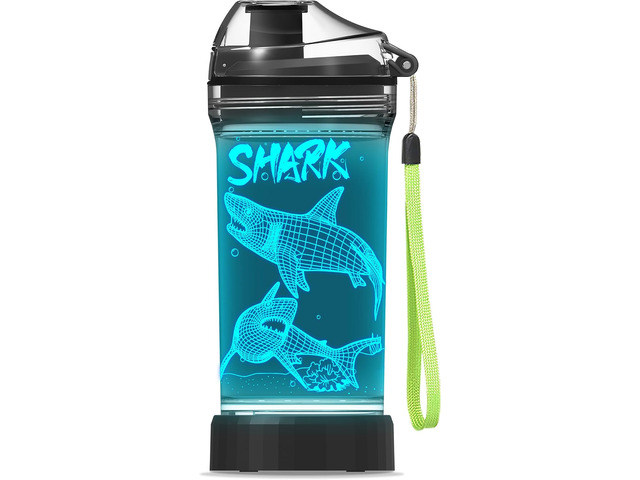YuanDian Shark Gifts, Light Up Kids Water Bottle with 3D Ocean Animal Shark Design- 14 OZ Tritan BPA Free - Cool Drinking Cups Gift for School Kids...