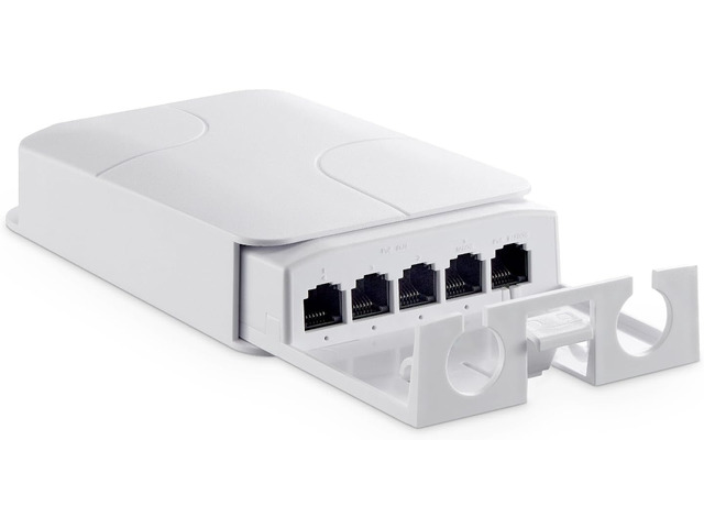 MokerLink Outdoor 5 Port PoE Extender, IEEE 802.3 af/at/bt PoE Repeater 90W, 10/100Mbps, 1 PoE in 4 PoE Out, Wall Mount Waterproof POE Passthrough...