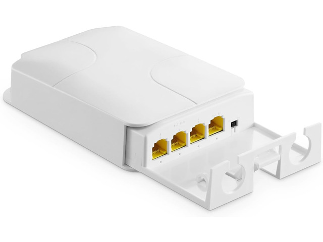 MokerLink Outdoor 4 Port Gigabit PoE Switch/Extender, IEEE 802.3 af/at Repeater, 10/100/1000Mbps, 1 in 3 Out, Wall Mount Waterproof POE Passthrough...