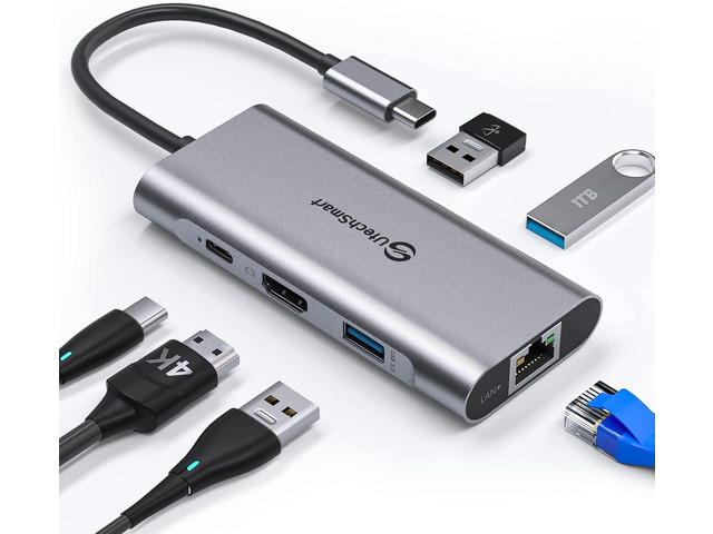 UtechSmart USB C Hub, Ethernet Multiport Adapter 6 in 1 USB C to HDMI Dock