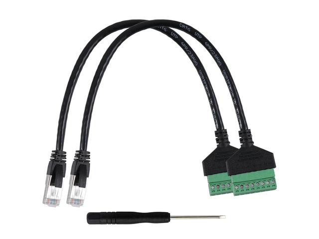 2Pcs RJ45 Male to 8 Pins Terminal Adapter for Cat5 Ethernet Extender