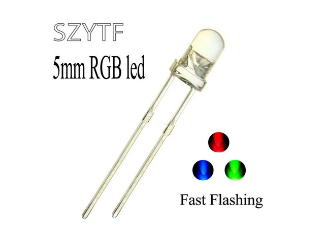 100pcs Colour Changing Blinking 5mm Flashing LED Diode Flash RGB Transparent Multicolor Flicker Round 5 mm Light-Emitting Diode
