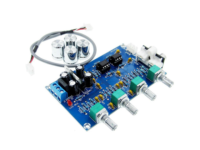 XH-M164 NE5532 Tone Amplifier Board Preamplifier AC 12V-15V Power Supply Dual Channel Audio Amplifier Board 4 Way Adjustment
