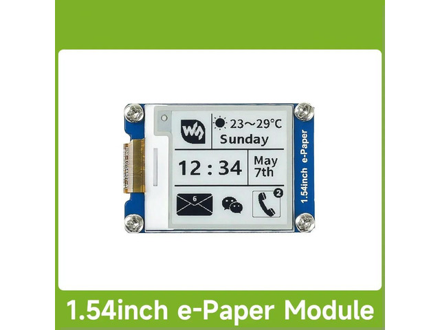 Waveshare 1.54inch E-Ink display black/white e-paper 200x200 resolution SPI interface, for Raspberry Pi/ESP32/