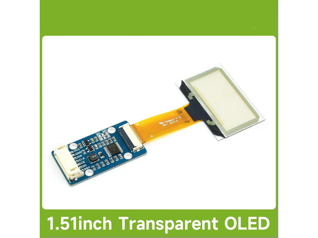 Waveshare 1.51inch Transparent OLED Modlue 128×64 SPI/I2C Light Blue Color Display Comes With Examples For Raspberry Pi/